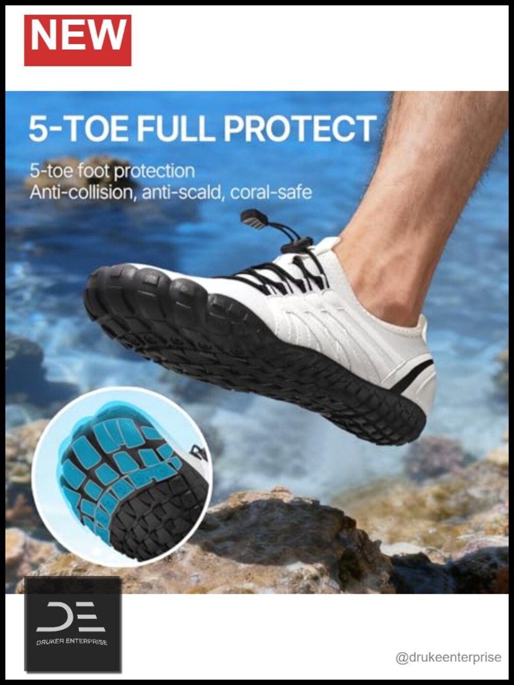Quick-Dry Five Toe Barefoot Water Shoes with Non-Slip Rubber Sole